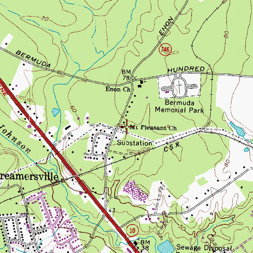 Topographic Map of Mount Pleasant Church, VA