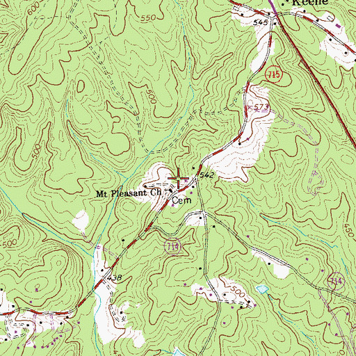 Topographic Map of Mount Pleasant Church, VA