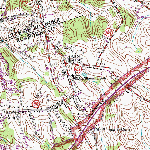 Topographic Map of Mount Pleasant Elementary School, VA