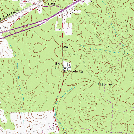 Topographic Map of Mount Poole Church, VA