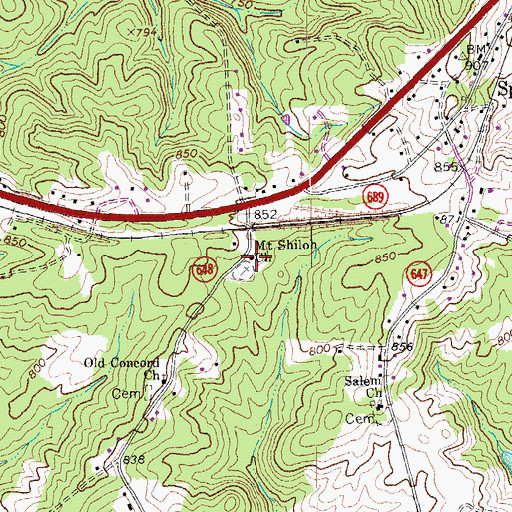 Topographic Map of Mount Shiloh Church, VA