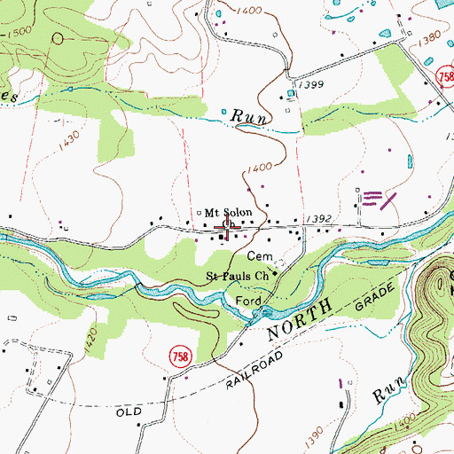 Topographic Map of Mount Solon Church, VA