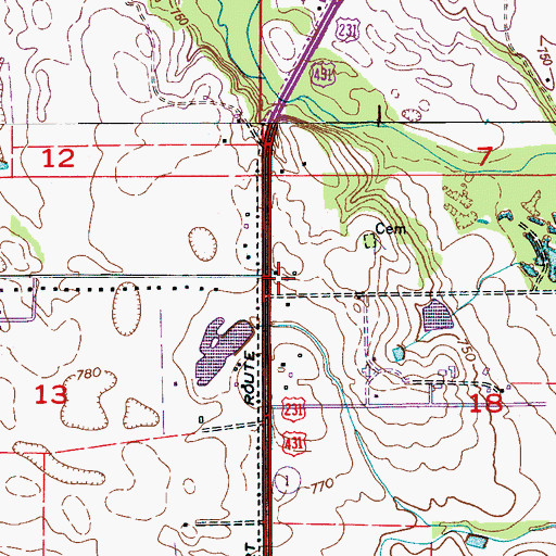 Topographic Map of Meridianville Church of Christ, AL