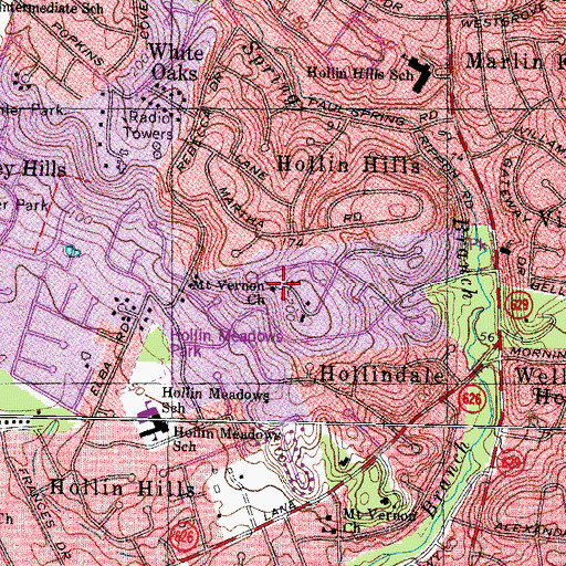 Topographic Map of Mount Vernon Church, VA