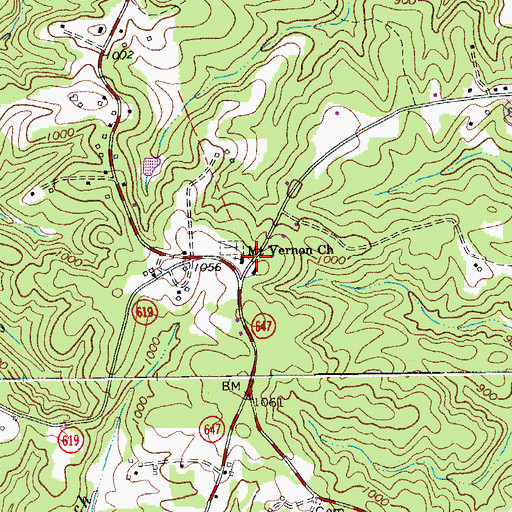 Topographic Map of Mount Vernon Church, VA