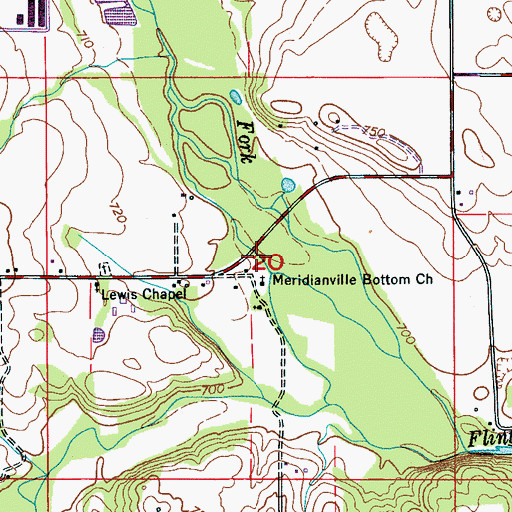 Topographic Map of Meridianville Primitive Baptist Church, AL