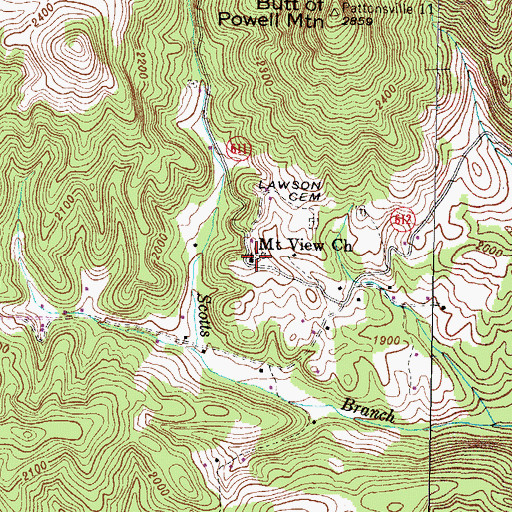 Topographic Map of Mount View Church, VA