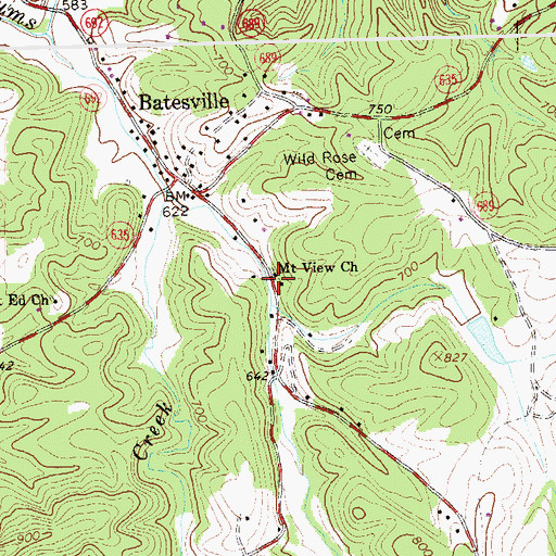 Topographic Map of Mount View Church, VA