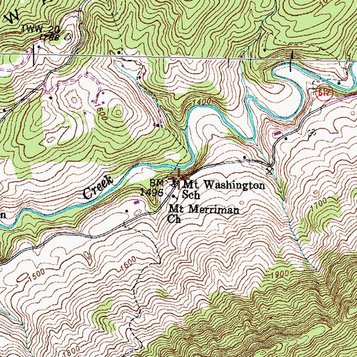 Topographic Map of Mount Washington School, VA