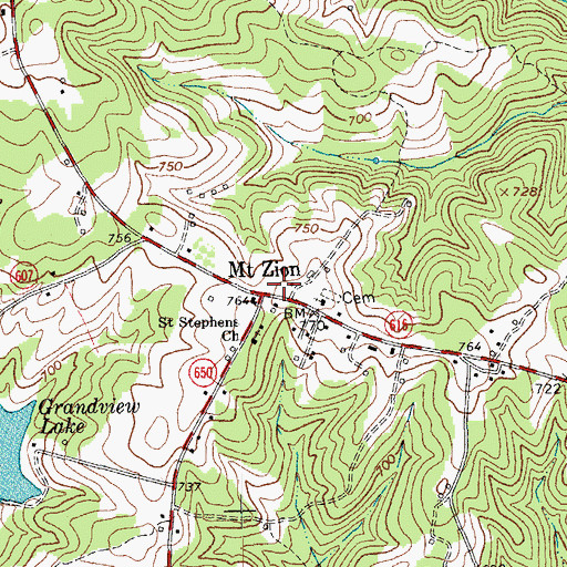 Topographic Map of Mount Zion, VA