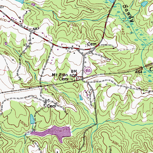 Topographic Map of Mount Zion Cemetery, VA