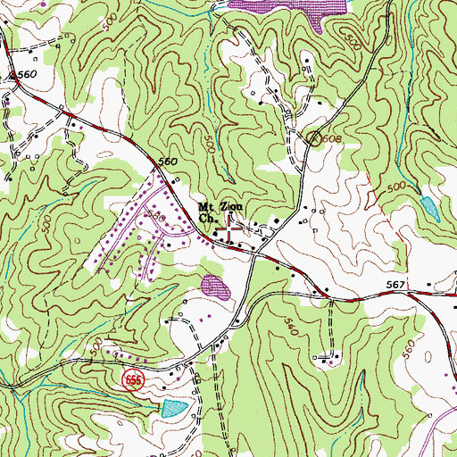 Topographic Map of Mount Zion Church, VA