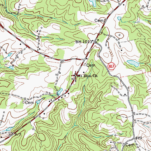 Topographic Map of Mount Zion Church, VA