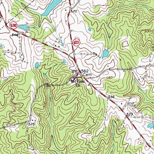 Topographic Map of Mount Zion Church, VA