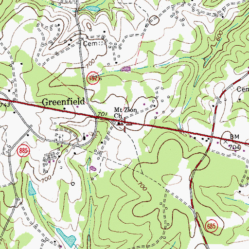 Topographic Map of Mount Zion Baptist Church, VA