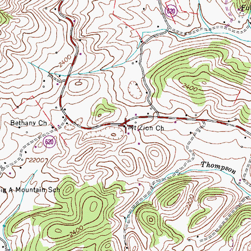 Topographic Map of Mount Zion Freewill Baptist Church, VA