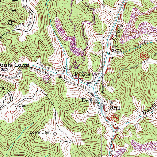 Topographic Map of Mount Zion Church, VA