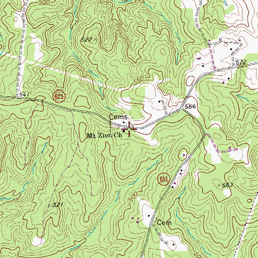 Topographic Map of Mount Zion Church, VA