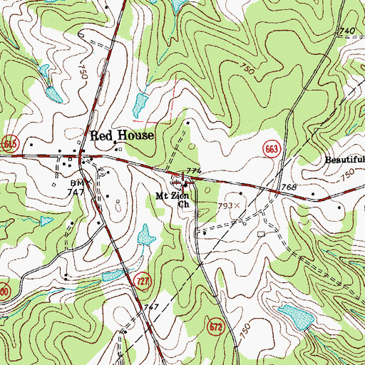Topographic Map of Mount Zion Baptist Church, VA