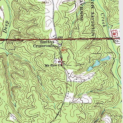Topographic Map of Mount Zion Baptist Church, VA