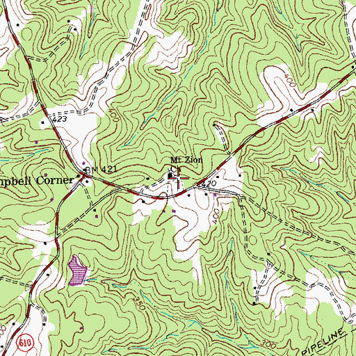 Topographic Map of Mount Zion Church, VA