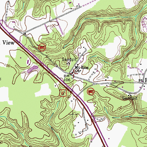 Topographic Map of Mount Zion Church, VA