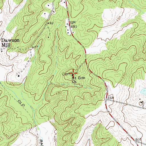 Topographic Map of Mount Zion Church, VA