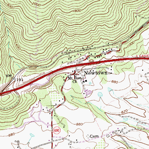 Topographic Map of Mount Zion Church, VA