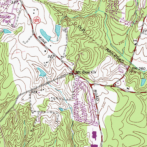 Topographic Map of Mount Zion Baptist Church, VA