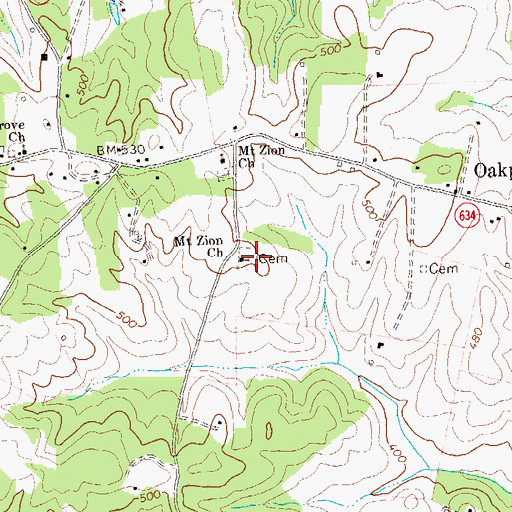 Topographic Map of Mount Zion Church, VA