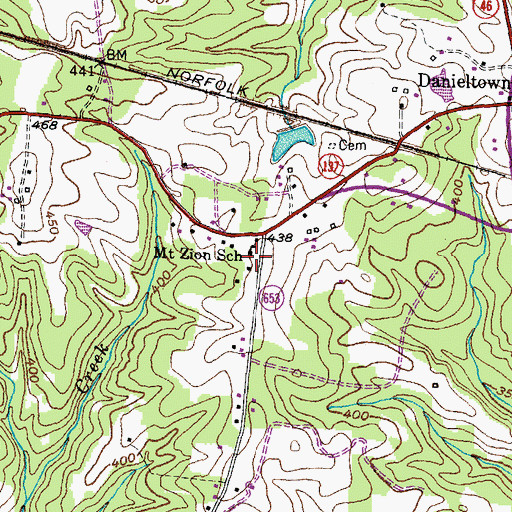 Topographic Map of Mount Zion School, VA