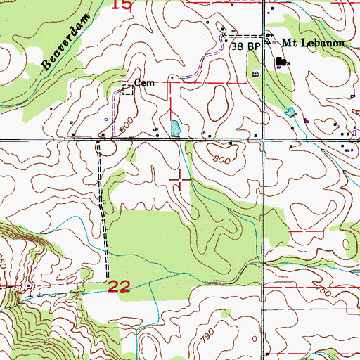 Topographic Map of Mitchell Cemetery, AL