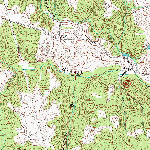 Topographic Map of Mountain Branch, VA