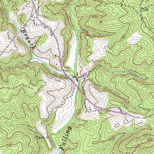 Topographic Map of Mountain Branch, VA