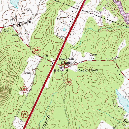 Topographic Map of Mountain Chapel, VA