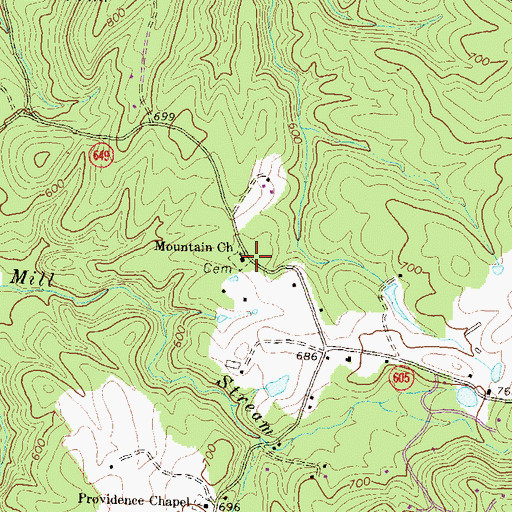 Topographic Map of Mountain Church, VA