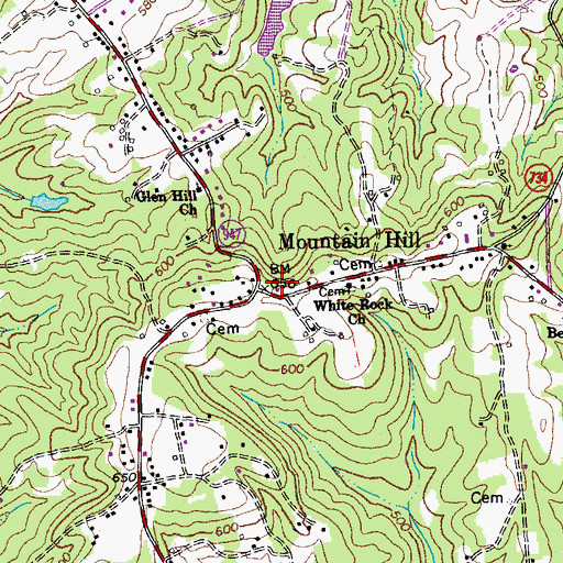 Topographic Map of Mountain Hill, VA