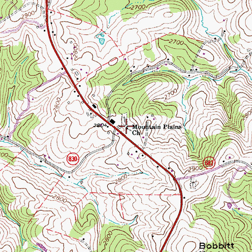 Topographic Map of Mountain Plains Church, VA