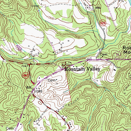 Topographic Map of Mountain Valley, VA