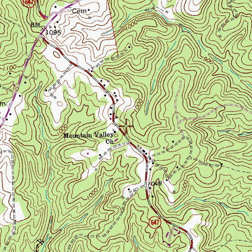 Topographic Map of Mountain Valley Church, VA