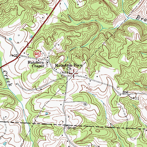 Topographic Map of Mountain View Church, VA