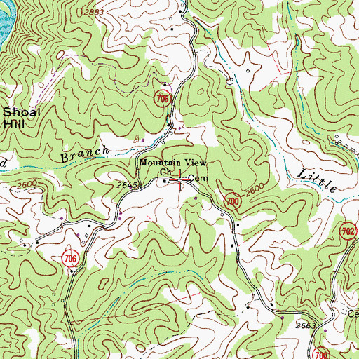 Topographic Map of Mountain View Church, VA
