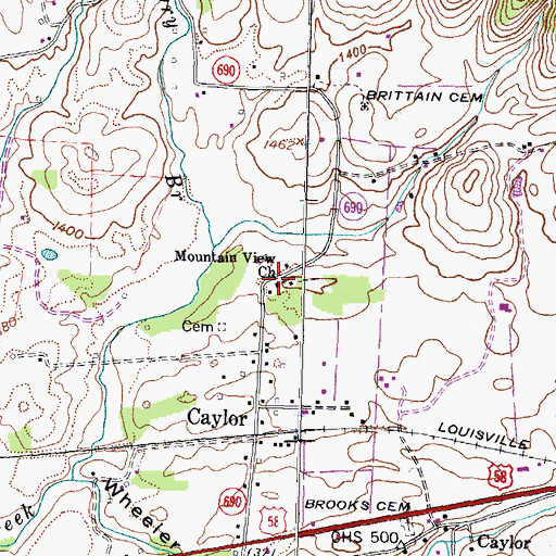 Topographic Map of Mountain View Church, VA