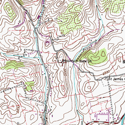 Topographic Map of Mountain View Church, VA