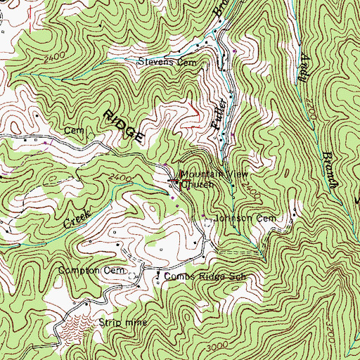 Topographic Map of Mountain View Church, VA