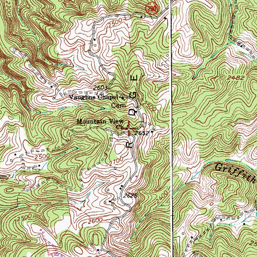 Topographic Map of Mountain View Church, VA