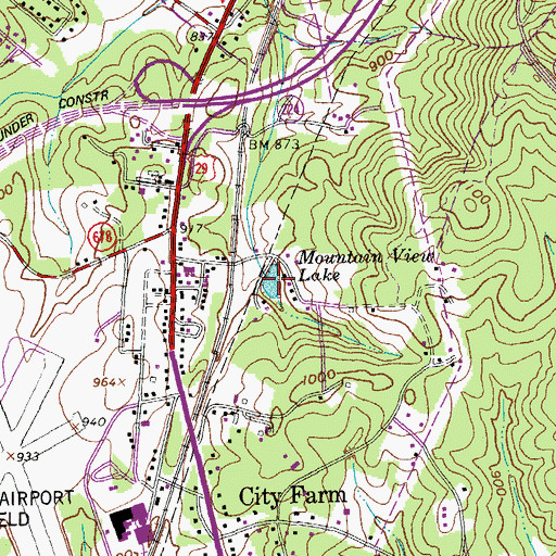 Topographic Map of Mountain View Lake, VA
