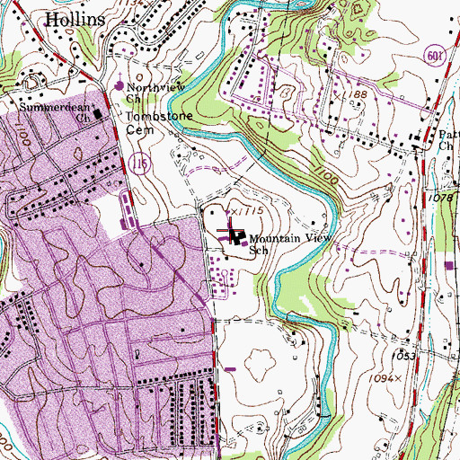 Topographic Map of Mountain View Elementary School, VA