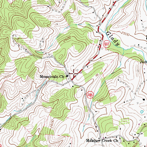 Topographic Map of Mountvale Church, VA