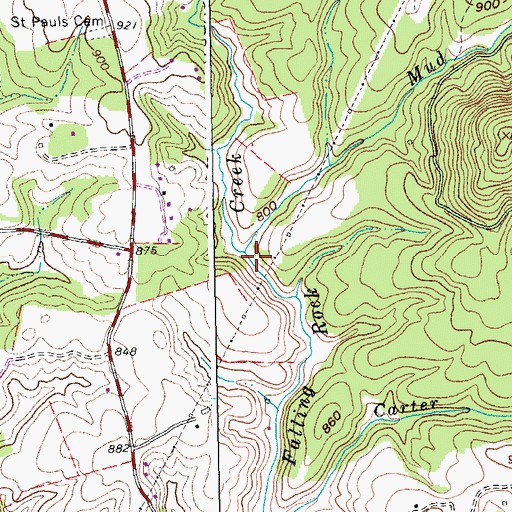Topographic Map of Mud Creek, VA